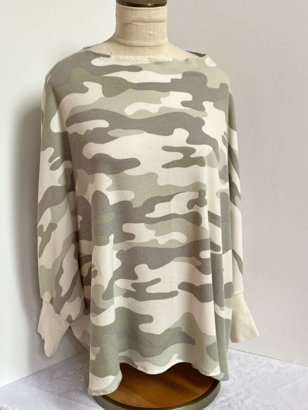 Grays and cream camo pullover top